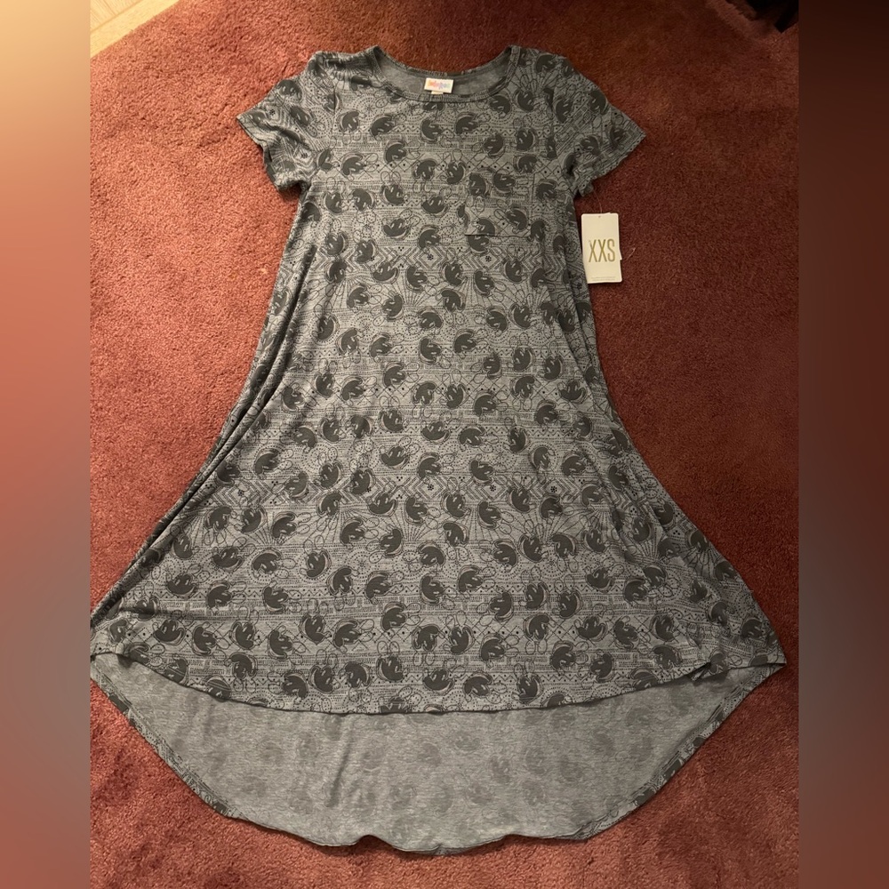 LuLaRoe Gray Mickey Mouse Pattern Carly Dress‎